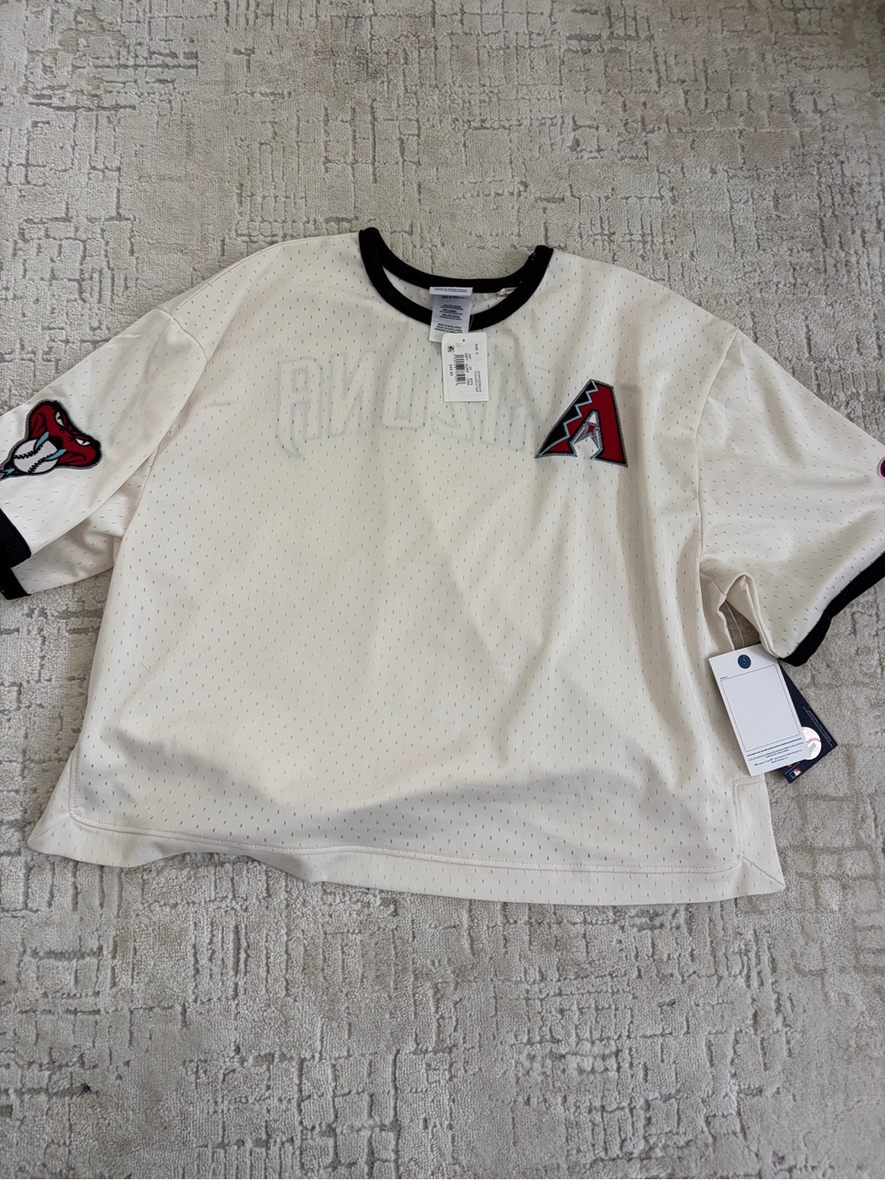 Arizona Diamondbacks Cream Short-Sleeve Mesh Jersey Tee - women